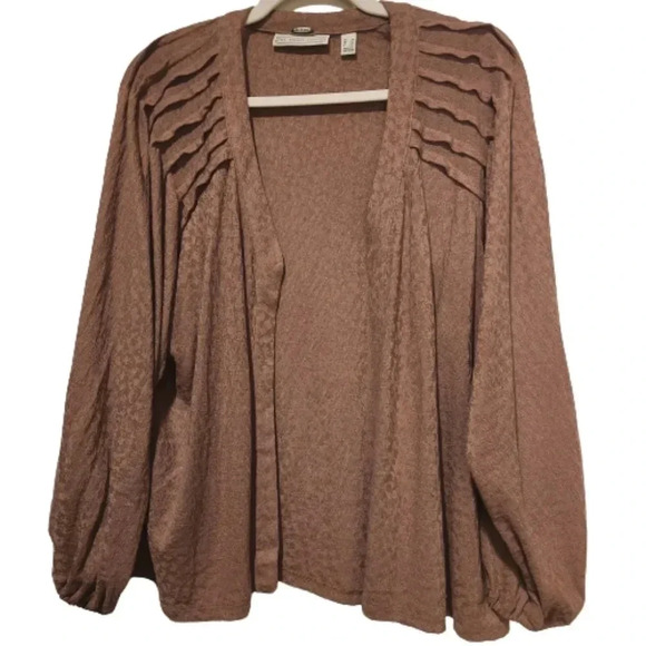 NWOT The Muses Lounge longsleeve, lightweight brown open cardigan Size 1X - Picture 1 of 7
